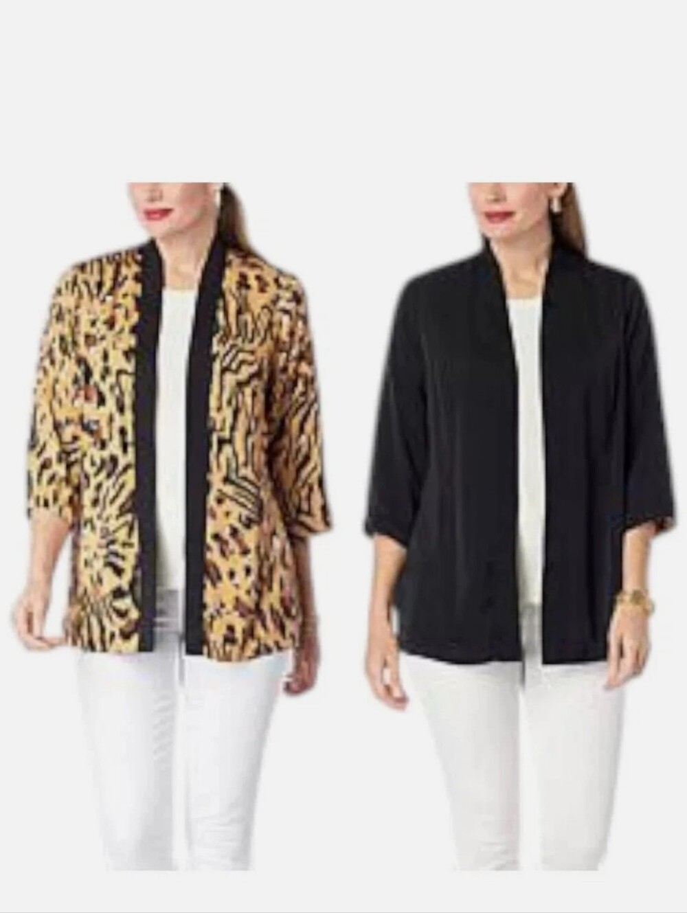 NWT IMAN Global Chic Reversible Topper Jacket Leopard Animal Print Black - Picture 2 of 9